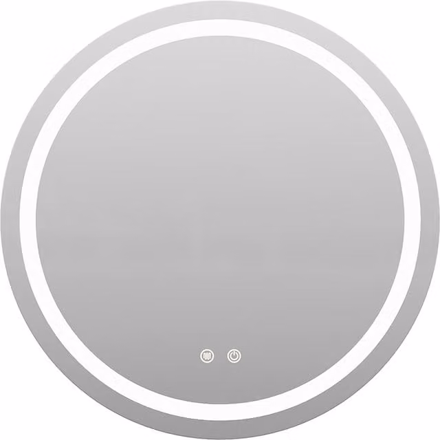 Livingandhome Wall Mounted Round LED Bathroom Mirror in Silver, Diameter: 55 cm