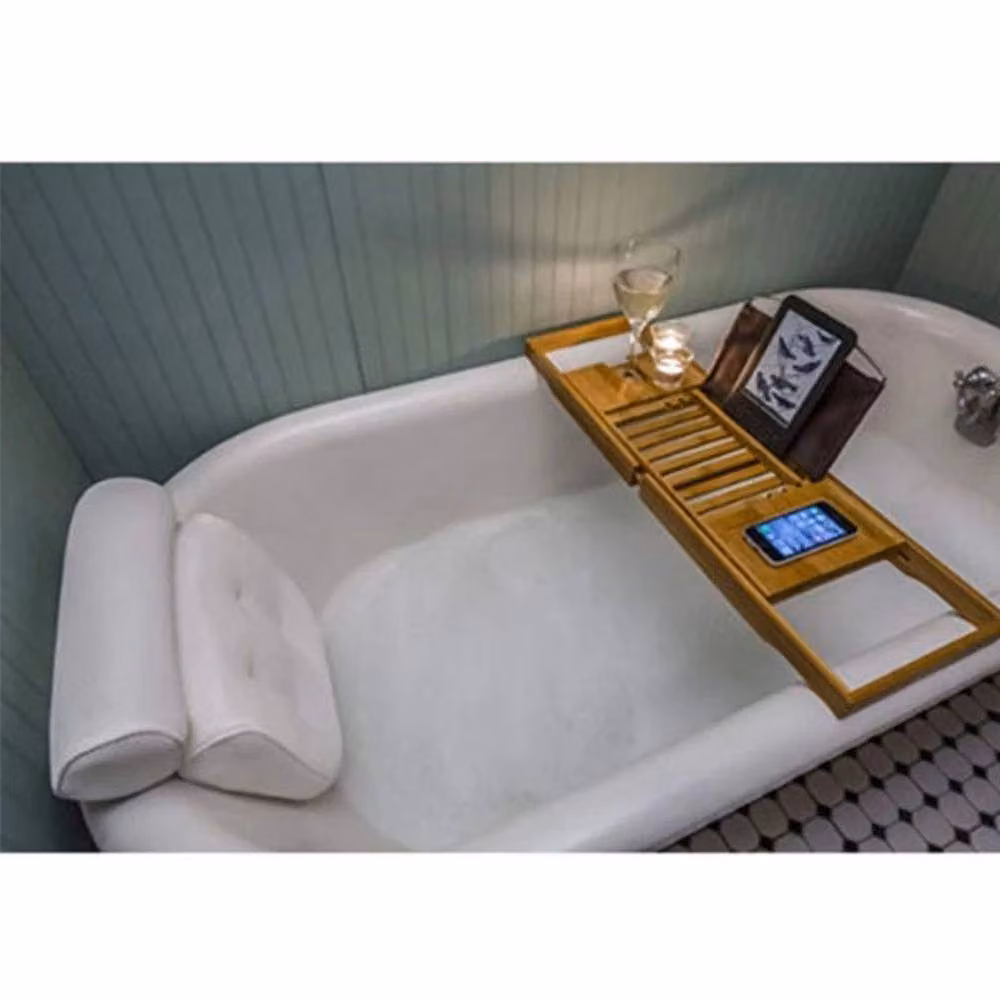 NESTLUNE Non-Slip 3D Spa Bathtub Pillow in White, Contoured Soft Breathable Wedge for Neck and Shoulder Support, W/D/H: 180 x 180 x 180 cm – 2