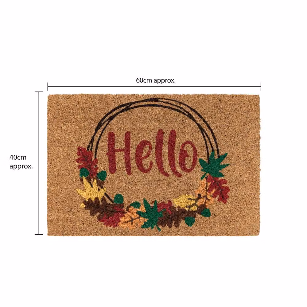 JVL Hello Autumn Coir Doormat with PVC Backing, Multicolour, W: 60 cm, D: 40 cm – 5