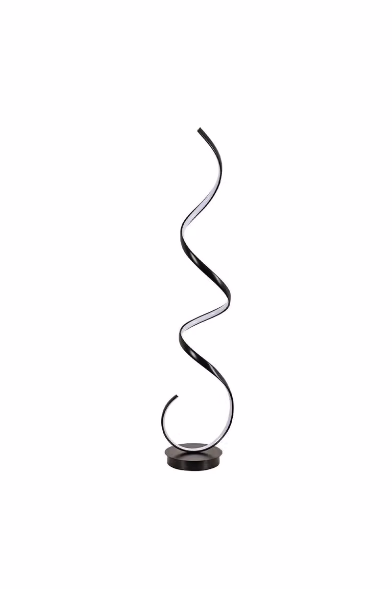 Garden Sanctuary Minimalist LED Spiral Floor Lamp in Black with White Light