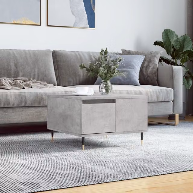 Berkfield Home Modern Square Coffee Table in Concrete Grey, W/D/H: 55 x 55 x 36.5 cm – 1