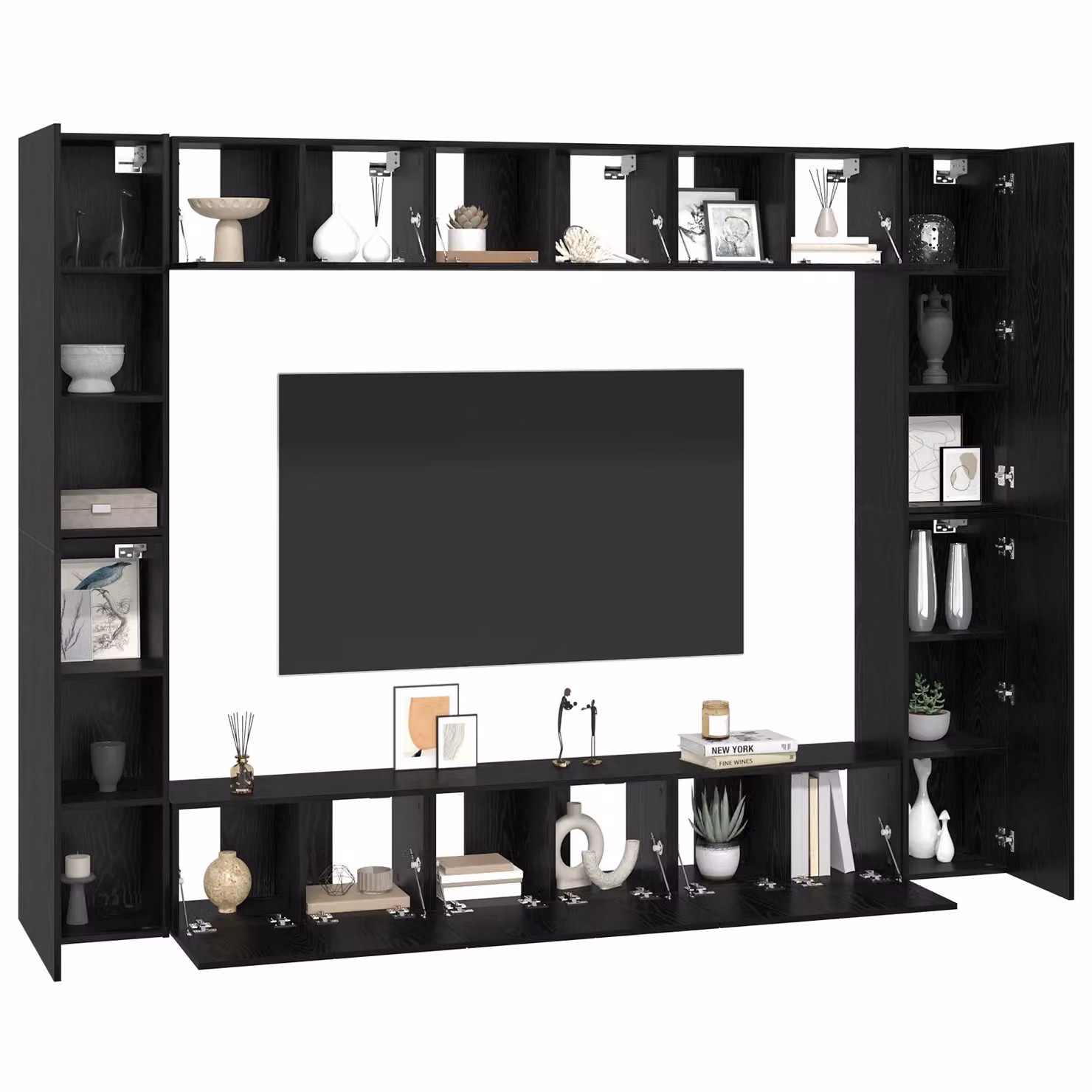 Berkfield Home Black Oak TV Cabinet with Internal Shelves, W/D/H: 30.5 x 30.0 x 90.0 cm – 3