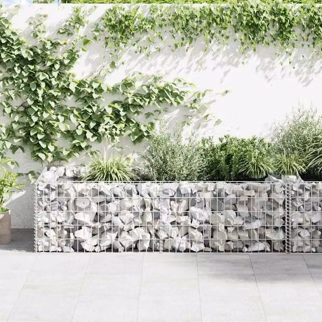 Berkfield Home Durable Galvanised Steel Gabion Planter in Silver, W/D/H: 180 x 90 x 50 cm – 1