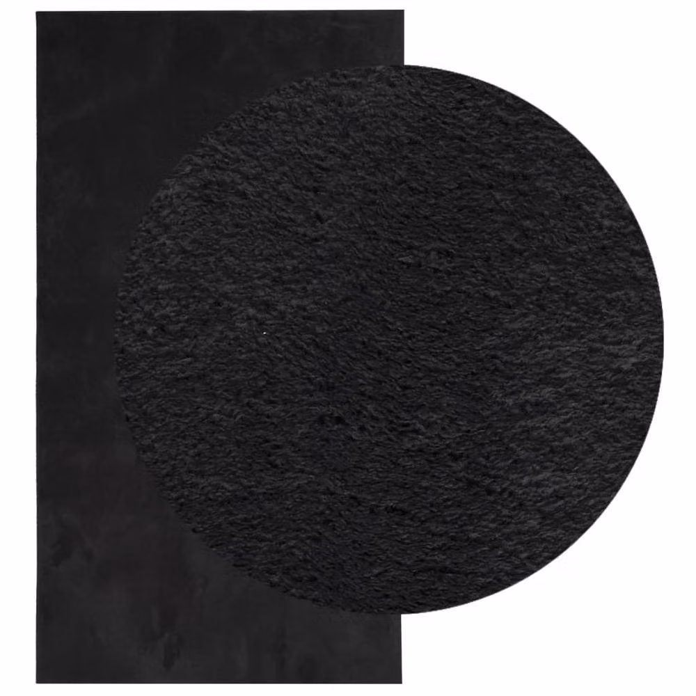 Berkfield Home HUARTE Black Short Pile Washable Polyester Rug, W: 60 cm, D: 110 cm – 3