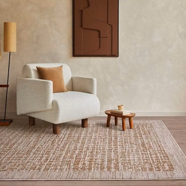 The Rug Shop UK Natural Abstract Modern Machine Woven Area Rug in Beige, W: 240 cm, D: 320 cm – 1
