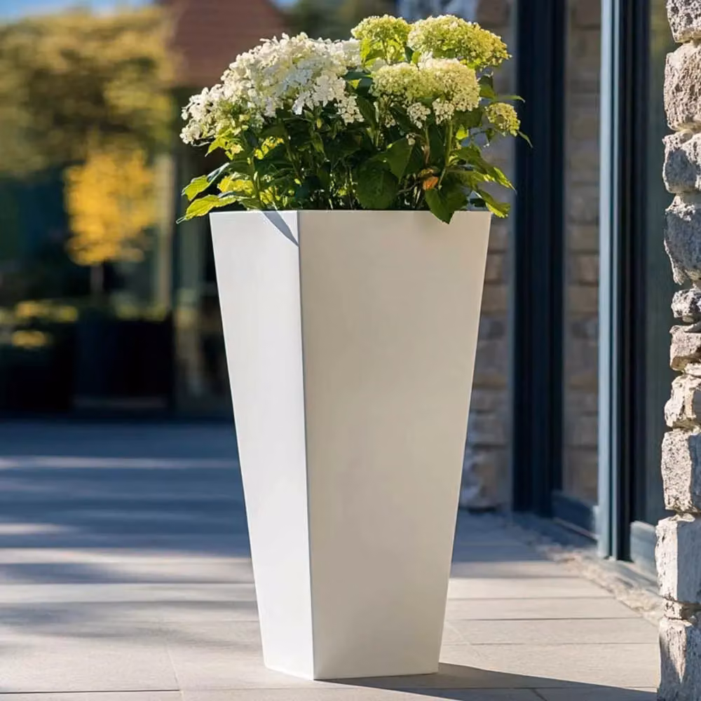 Access Garden Products Matte White Tall Tapered Square Galvanised Steel Planter, Height: 70 cm – 3