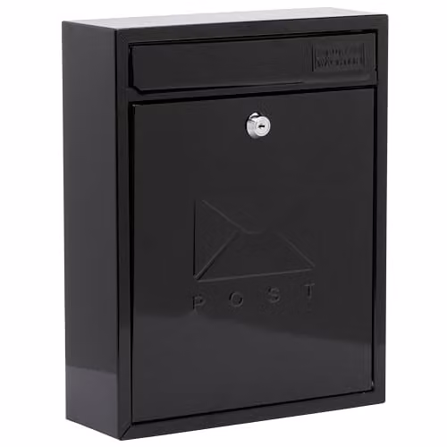 Burg-Wächter Black Compact Wall Mounted Steel Postbox W/D/H: 26 x 33 x 9 cm