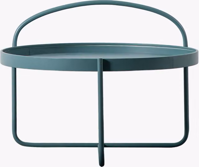 Perch & Parrow Minimalist Round Petrol Metal Coffee Table with Sled Base