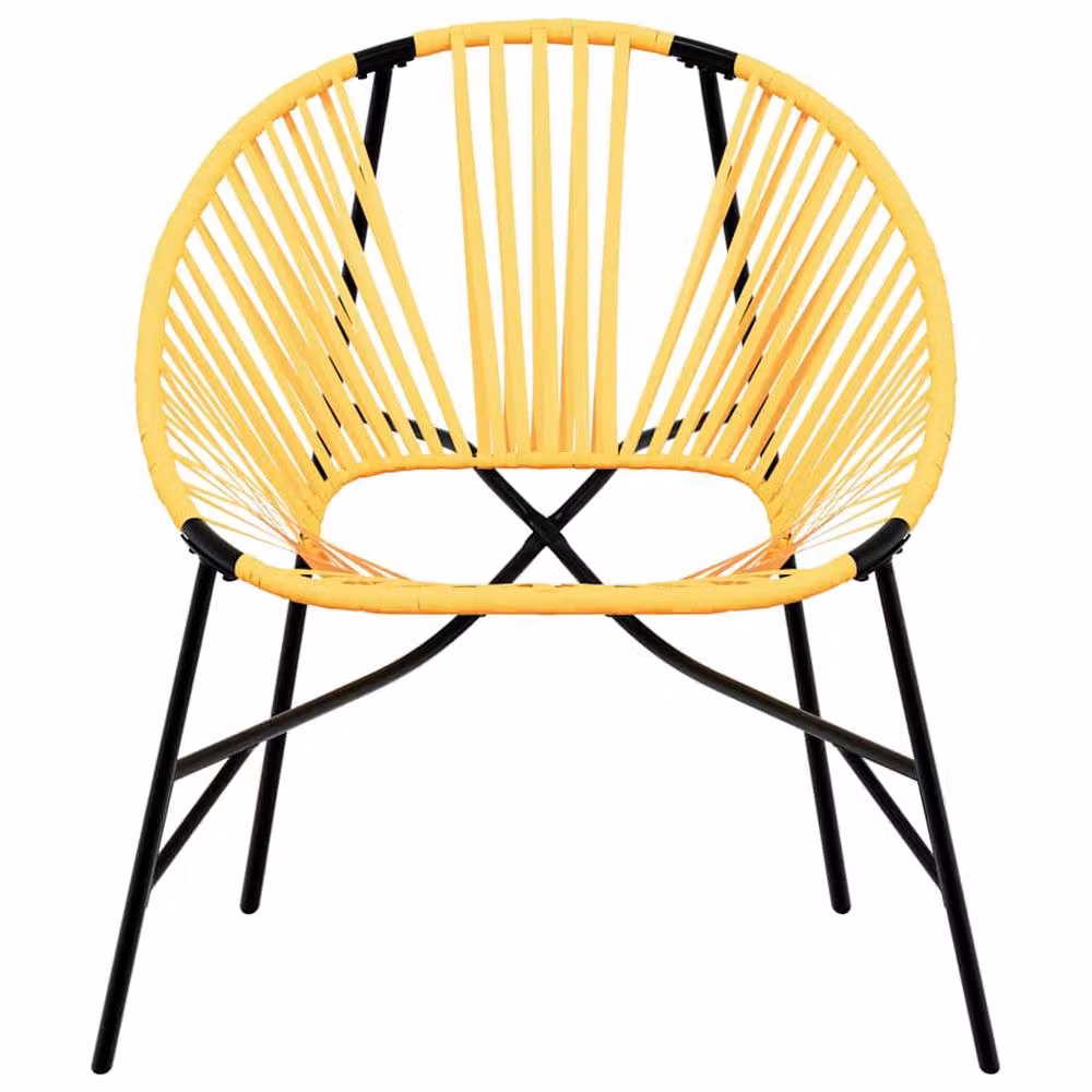 Berkfield Home Beautiful Garden Egg Chair in Black and Yellow with Powder Coated Steel Frame, W/D/H: 82.0 x 77.0 x 110.0 cm – 2