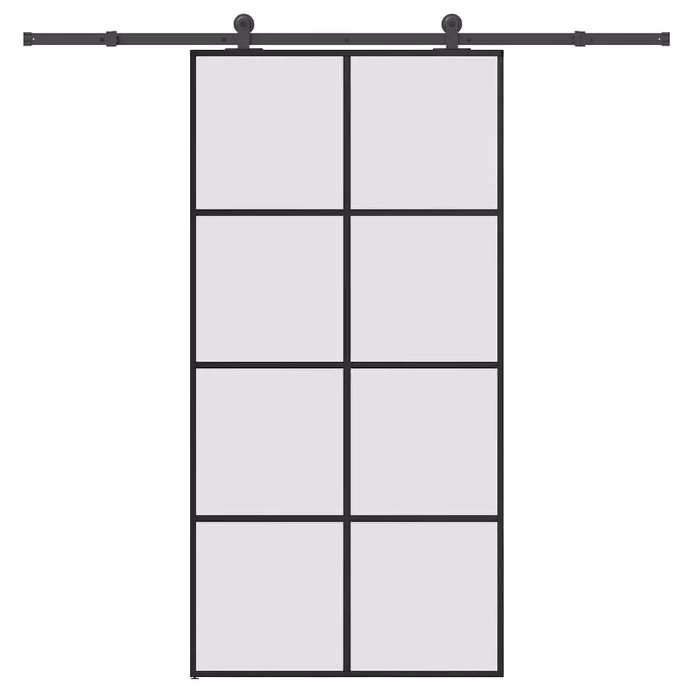 Berkfield Home Modern Sliding Door with Hardware Set in Black, ESG Glass and Aluminium, W: 102.5 cm, H: 205 cm – 2