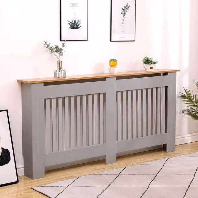 Home Source York Extra Large XL Oak Radiator Cover in Grey and Oak