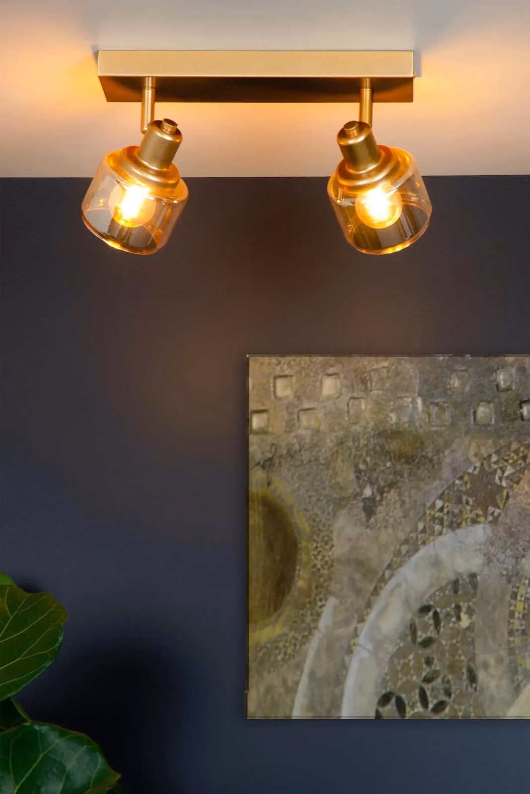Lucide BJORN Dimmable and Adjustable Twin Ceiling Spotlight in Gold/Brass with E14 Sockets – 2