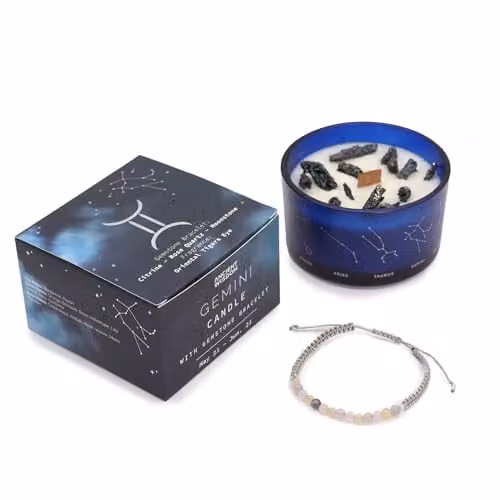 Serenityy Gemini Zodiac Crystal Soy Wax Candle with Blue Gemstone Bracelet – 1