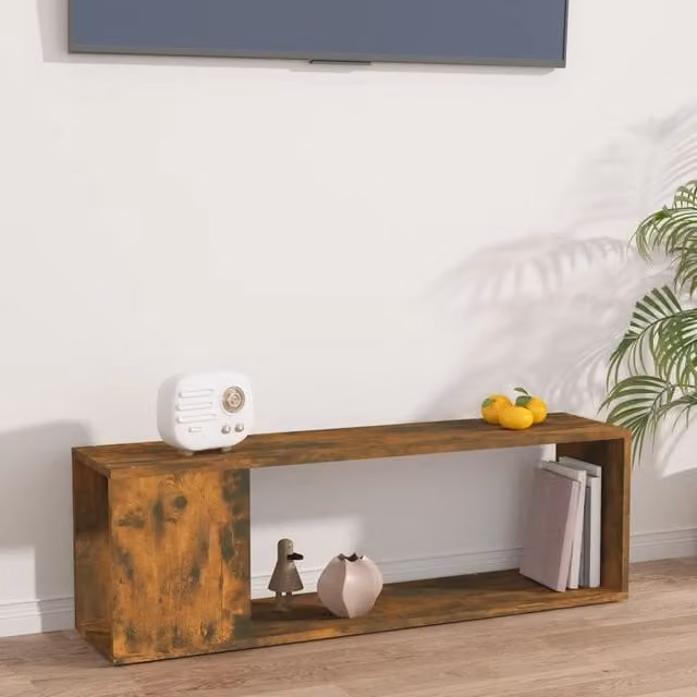 Berkfield Home Smoked Oak TV Cabinet in Brown, W/D/H: 100 x 24 x 32 cm