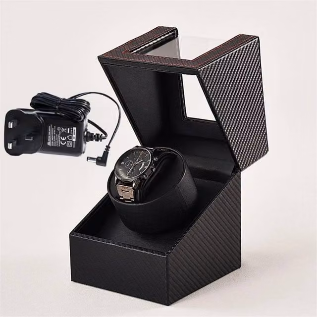 Nordara Automatic Watch Winder Display Case Rotating Storage Organizer in Black – 1