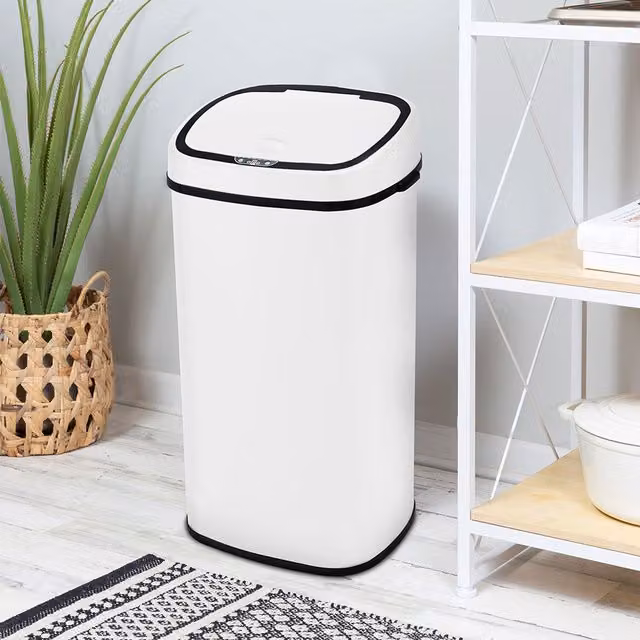 Livingandhome Automatic Sensor Waterproof Waste Bin, White, 58l