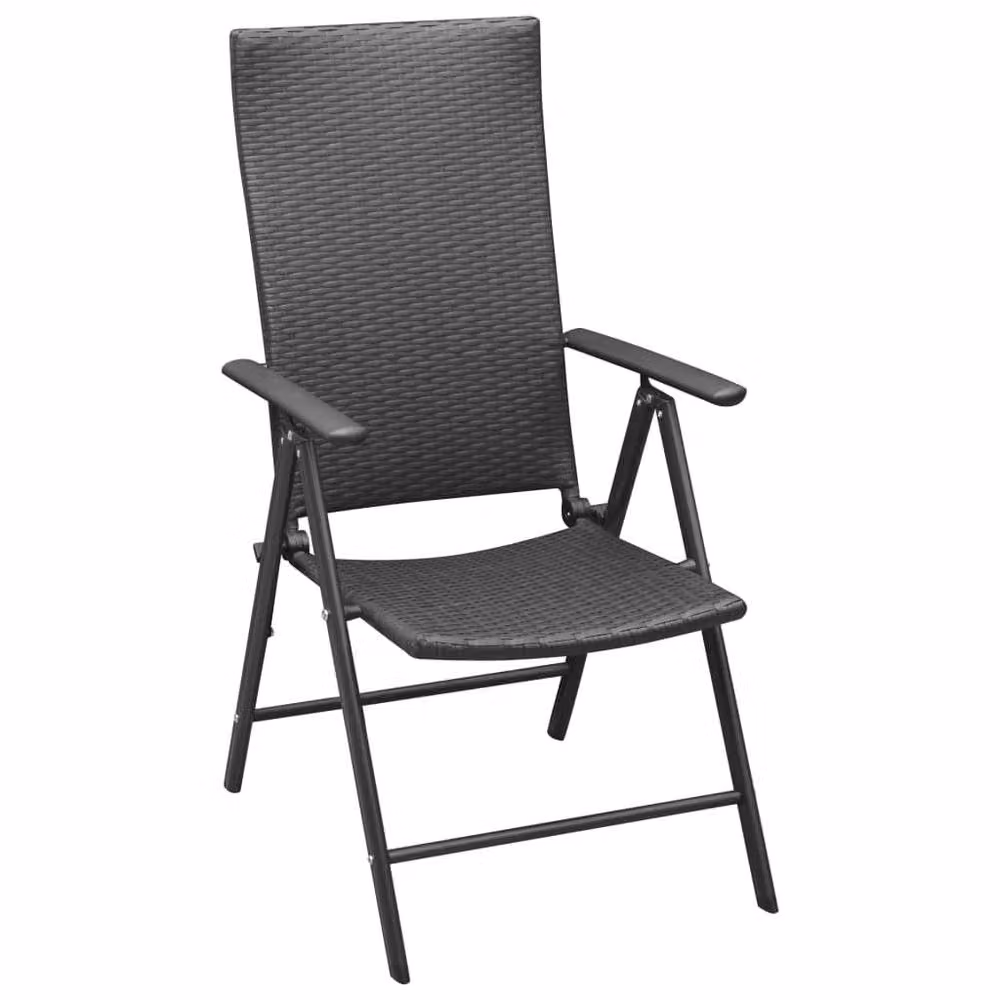 Berkfield Home 3 Piece Black Rattan and Metal Garden Dining Set – 3