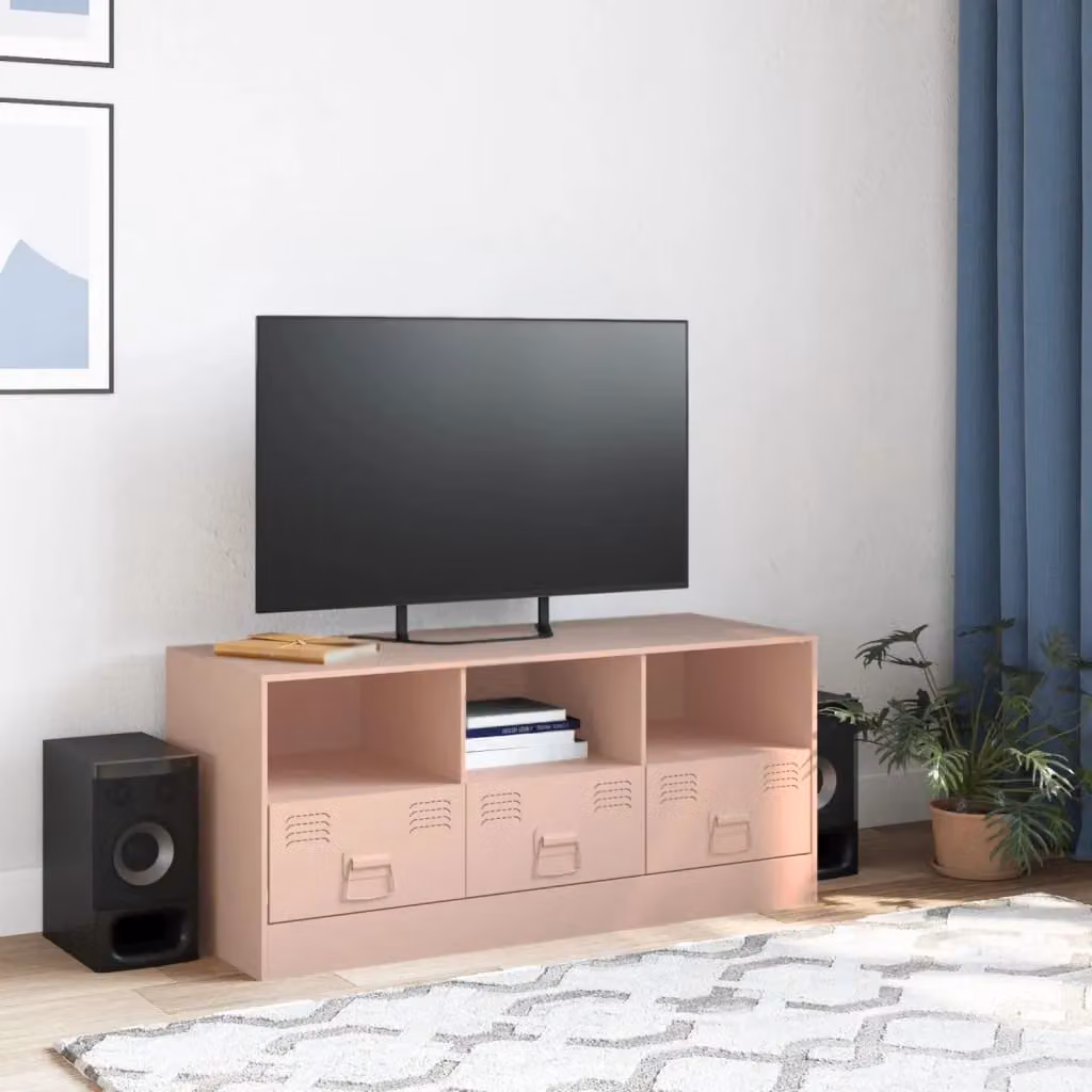 Berkfield Home Modern Pink Metal TV Cabinet W/D/H: 99 x 39 x 44 cm – 3