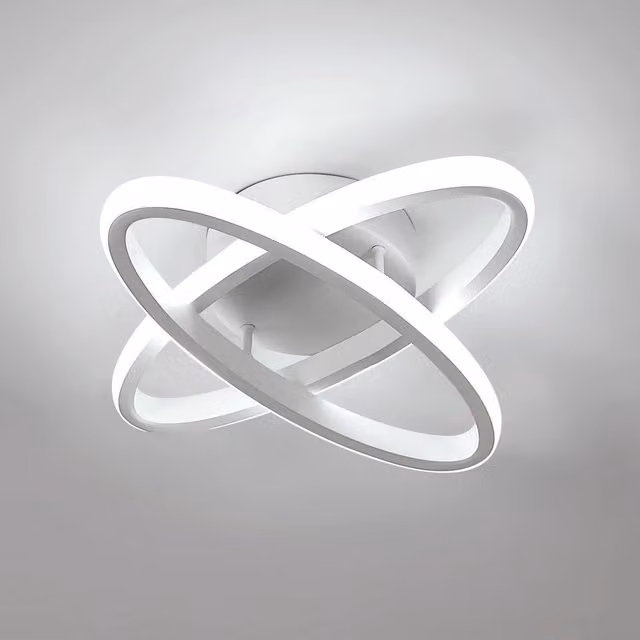 Goeco Modern Oval LED Ceiling Light, 27W, White Aluminium, 6500K Cool White