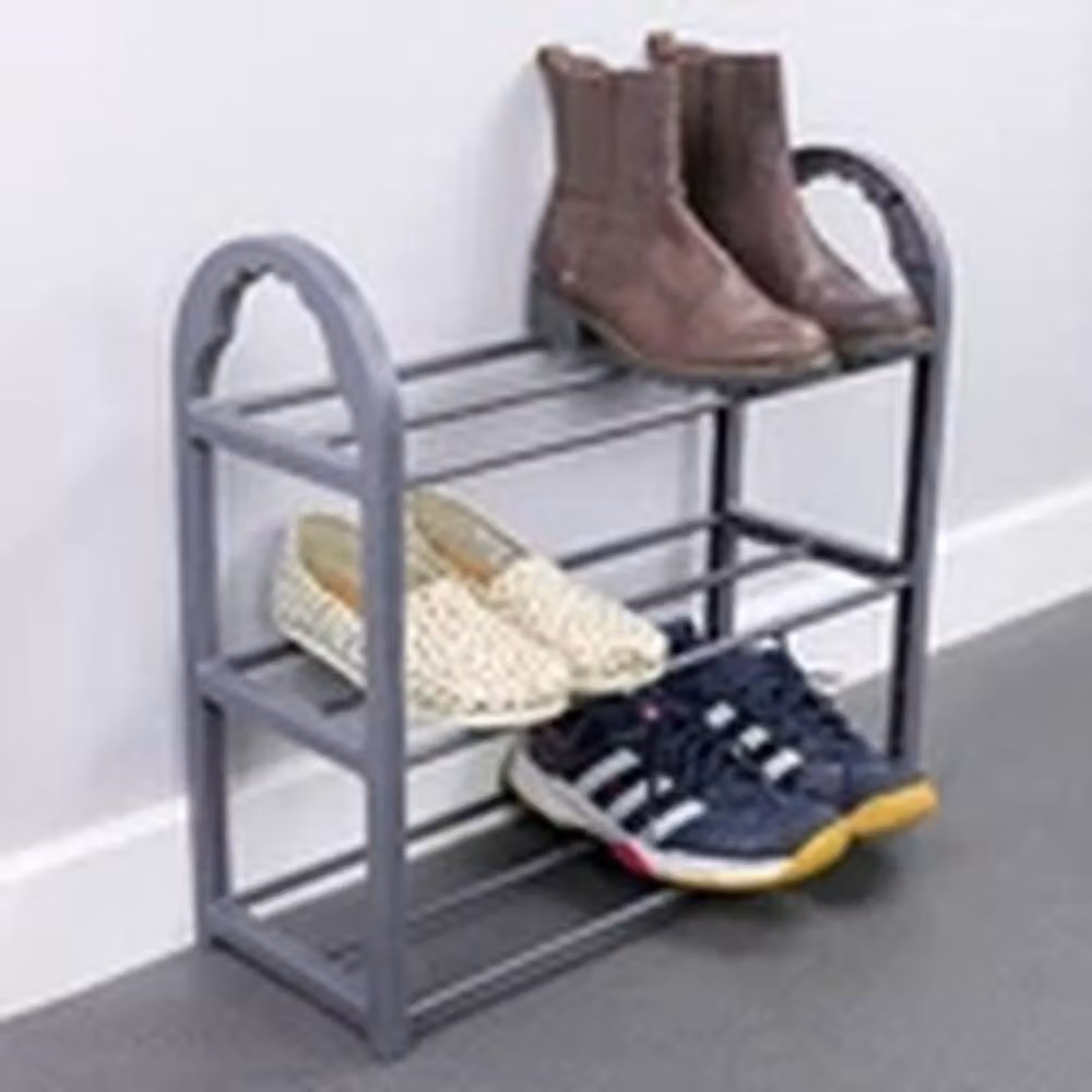 EONLION 3-Tier Slim Metal Shoe Rack Storage Organiser in Grey – 3