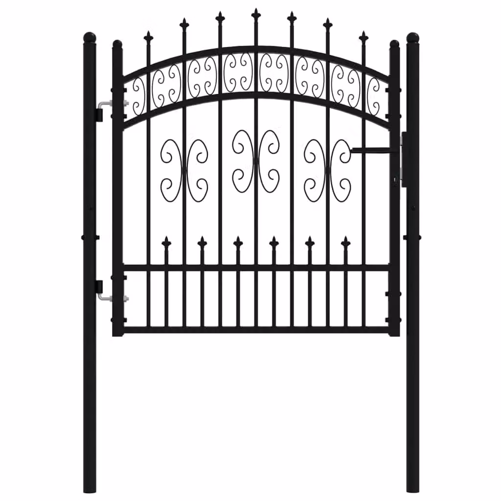 Berkfield Home Black Spear Top Steel Swing Fence Gate, W: 103 cm, H: 150 cm – 2