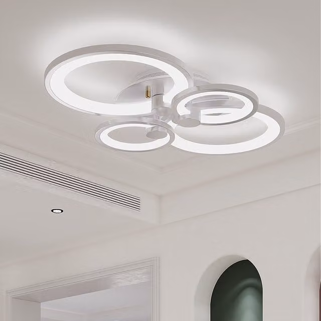 Komore Modern White Circular LED Semi Flush Ceiling Light