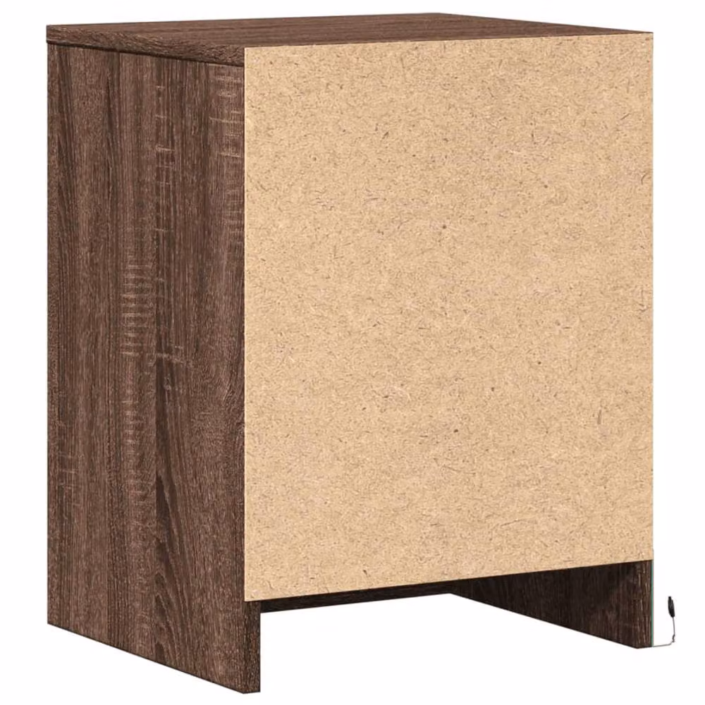 Berkfield Home Modern Bedside Cabinet with Integrated LED Lights in Brown Oak – 6