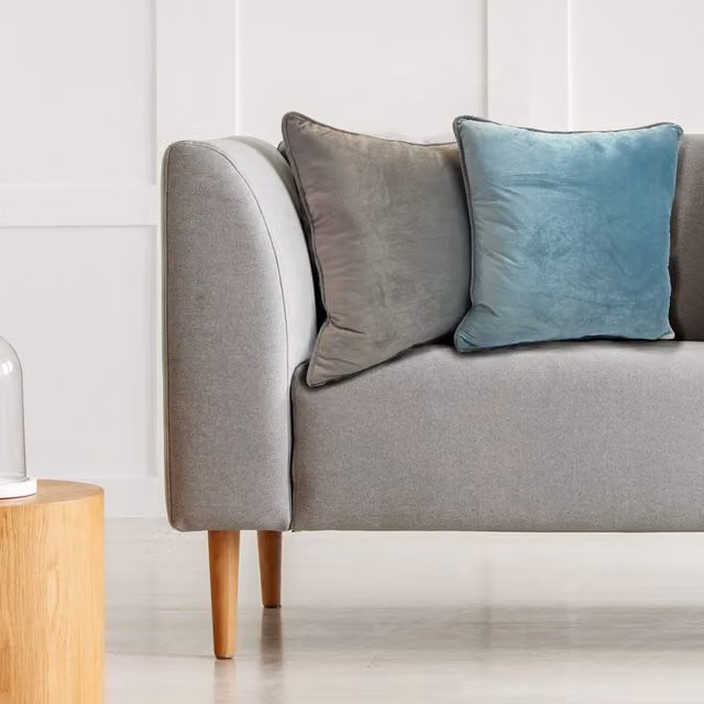Rapport Home Piped Velvet Square Cushion Cover, Blue, W/D/H: 43 x 43 x 43 cm