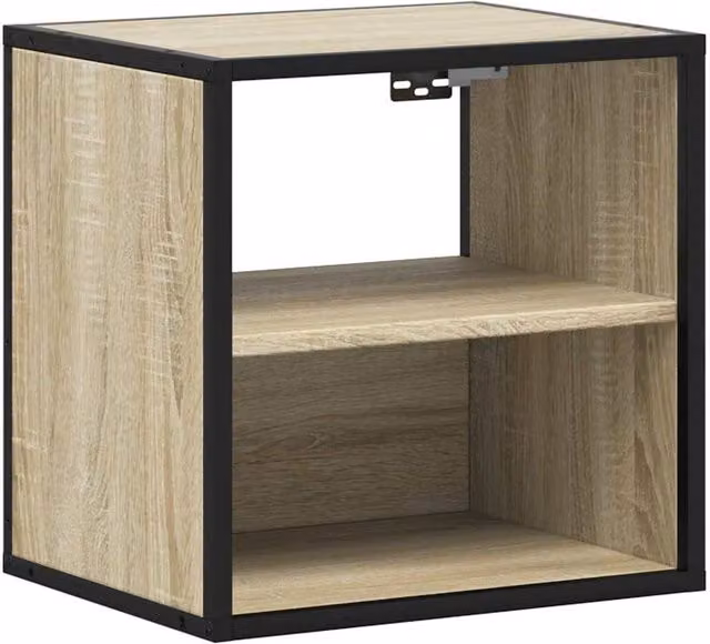 Berkfield Home Wall-mounted Bedside Cabinet in Sonoma Oak, Light Tan, W: 40 cm, D: 31 cm, H: 39.5 cm – 1