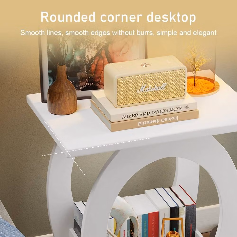 KORVIXA Modern White Bedside Table Storage W/D/H: 100 x 100 x 100 cm – 2