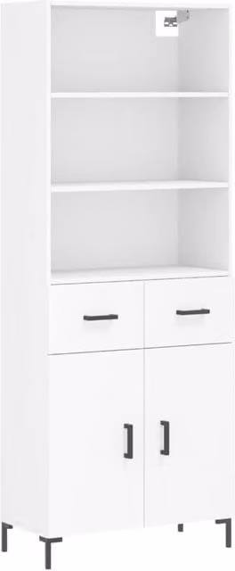 Berkfield Home Modern White Highboard with Hinged Doors and Internal Shelves, W/D/H: 69.5 x 34 x 180 cm – 1