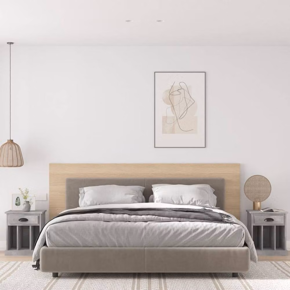 Berkfield Home Set of 2 Modern Wall Mounted Bedside Cabinets in Concrete Grey, W/D/H: 43 x 36 x 50 cm – 2
