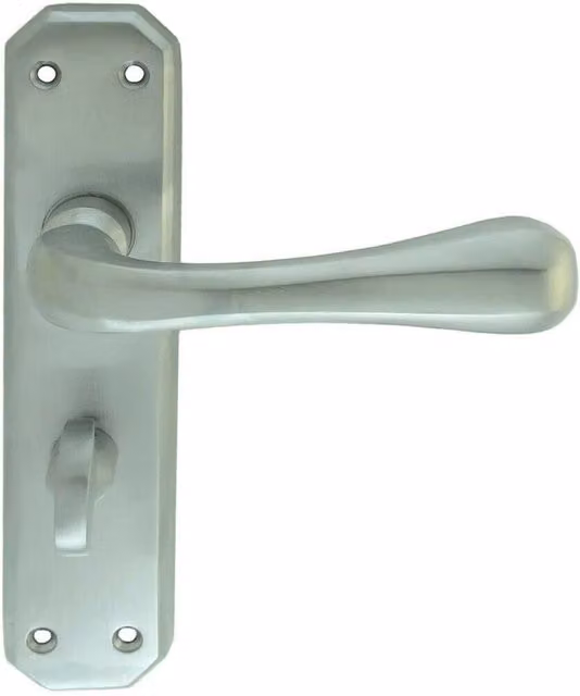 Loops Pair Heavy Duty Handle on Angular Bathroom Backplate in Satin Chrome, W: 18.0 cm, H: 18.0 cm, D: 1.1 cm
