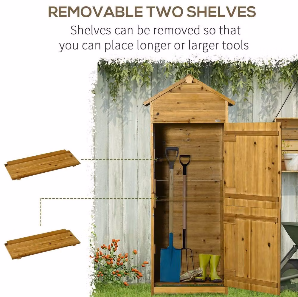STILVORA Rustic Wood Garden Storage Cabinet with 2 Hinged Doors and Internal Shelves in Sand – 4