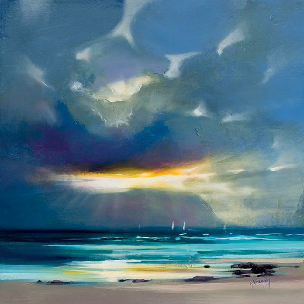 Scott Naismith West Coast Blues II Abstract Wooden Plaque in Blue – 2