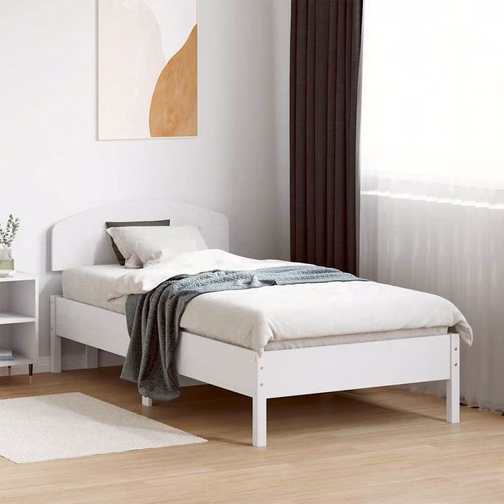 Berkfield Home Small Single Solid Wood Pine Bed Frame, White, W: 75 cm, L: 190 cm – 2