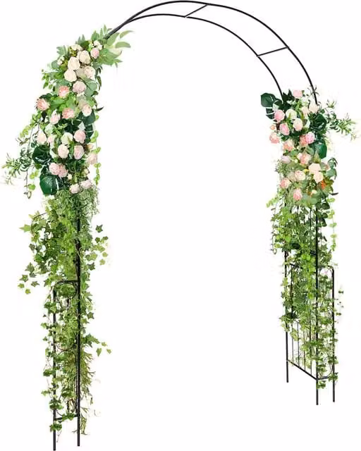 COSTWAY Black Metal Garden Arch Arbor Trellis Support, Height: 240 cm