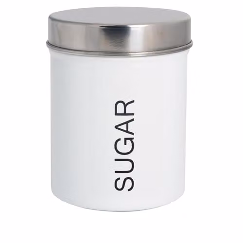 Harbour Housewares Metal Sugar Storage Canister in White with Airtight Lid – 1