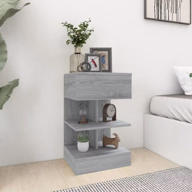 Berkfield Home Grey Sonoma Bedside Cabinet in Engineered Wood W/D/H: 40 x 35 x 65 cm – 1