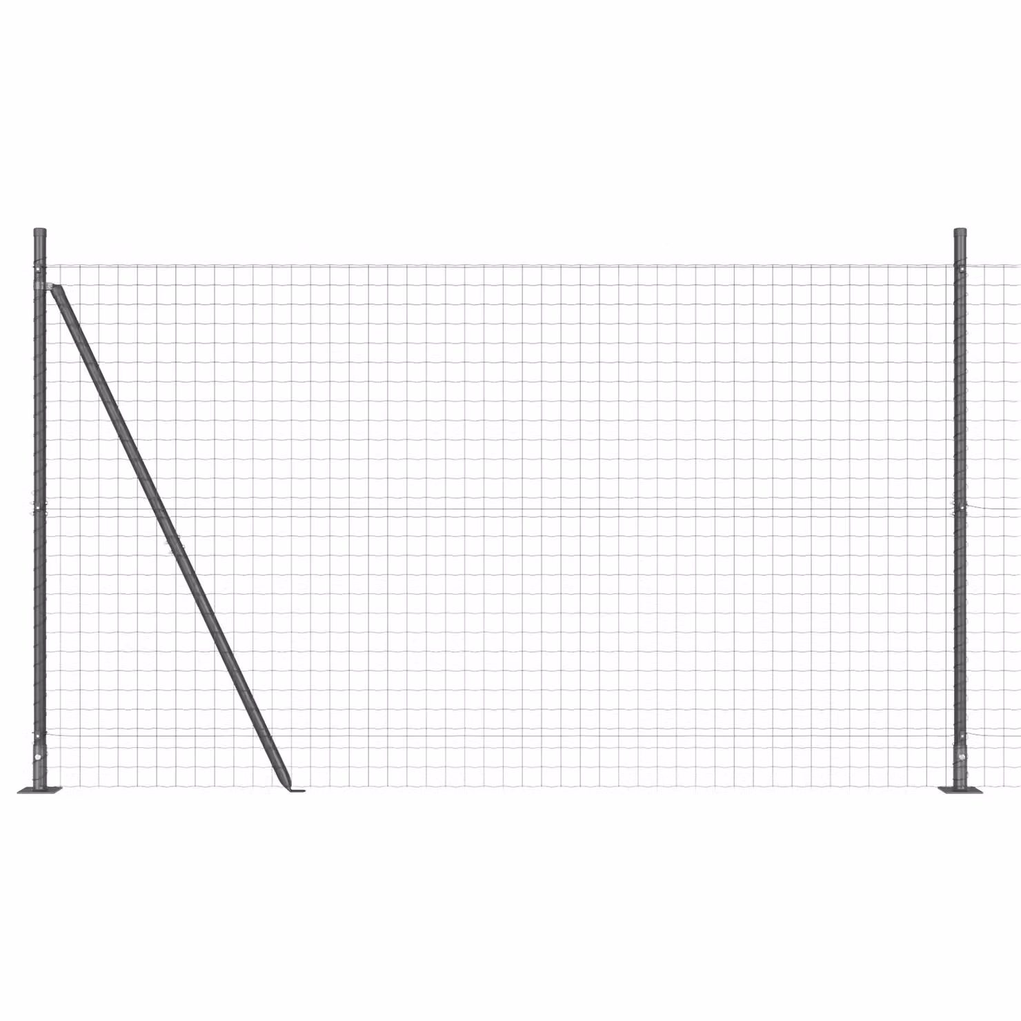 Berkfield Home Euro Fence with 7 Flanged Round Posts, Galvanised Steel, Silver/Grey, W: 10 m, H: 1.5 m – 2