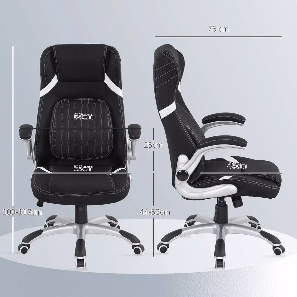 NESTLUNE Ergonomic Fabric Office Desk Chair in Black with Headrest and Armrests – 2