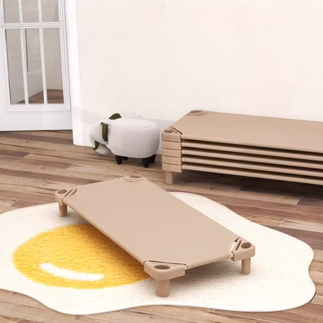 COSTWAY Preschool Naptime Cot, Pack of 6, Brown
