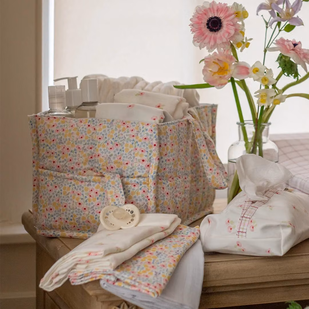Avery Row Nappy Caddy in Wildflower Garden Multicolour Cotton – 3