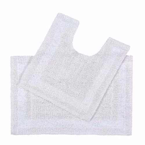 Homescapes 2 Piece Luxury Cotton Bath Mat and WC Pedestal Mat Set, White