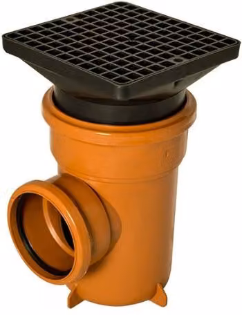 FloPlast Drainage Bottle Gully with Square Grid, Orange, 110mm