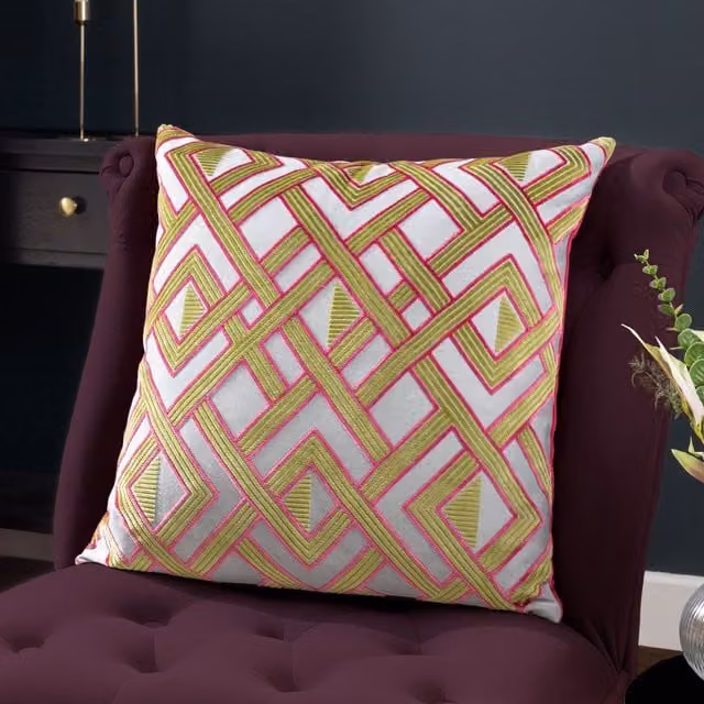 Paoletti Henley Geometric Multicolour Velvet Square Cushion W/D/H: 50 x 50 x 50 cm – 3