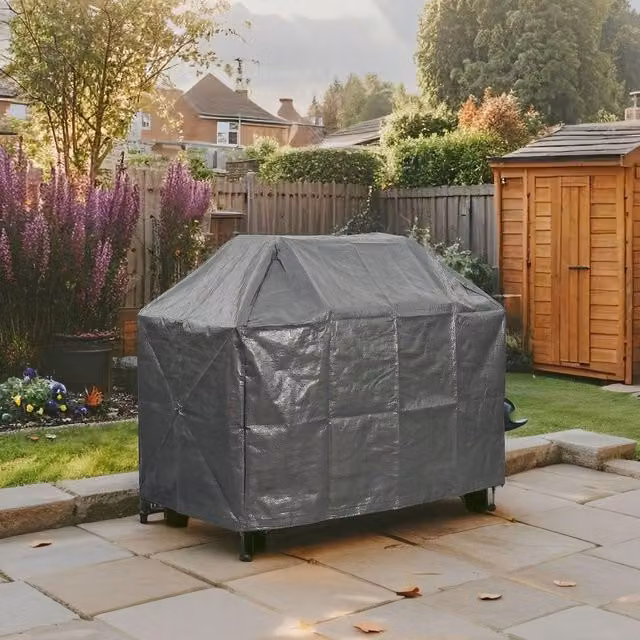 Home Source Heavy Duty Waterproof UV Resistant Outdoor BBQ Grill Protective Cover in Grey, Polyester, W/D/H: 110 x 90 x 0 cm