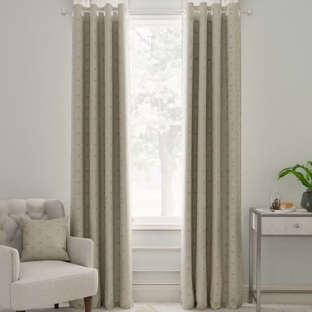Sophie Allport Hearts Made to Measure Blackout Eyelet Curtain Panel in Pink Cotton