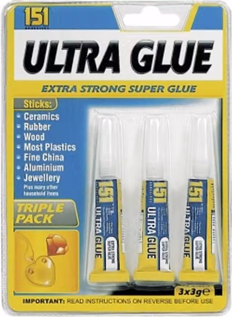 Triple Pack Extra Strong Ultra Liquid Super Glue in Multicolour, White and Yellow