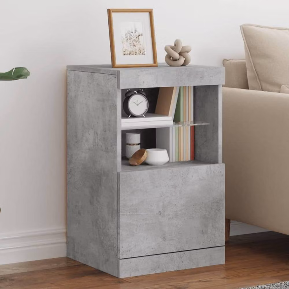 Berkfield Home Sideboard with Integrated LED Lights in Concrete Grey, W/D/H: 41 x 37 x 67 cm – 2
